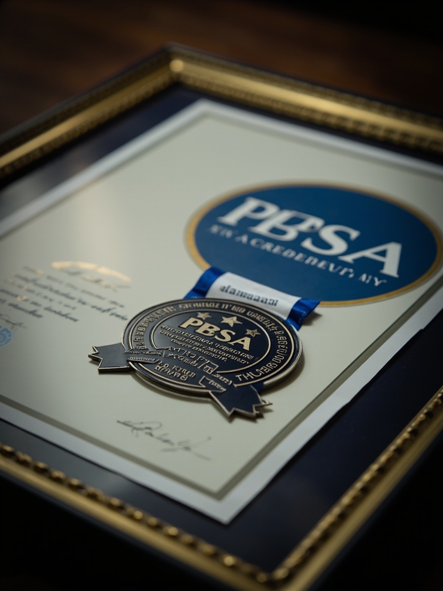 Silver engraved seal pressed into navy linen paper, premium certificate detail